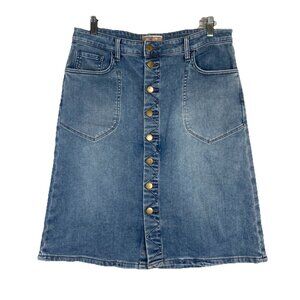 KUT FROM THE KLOTH Rose Button Front Denim Skirt Women's Size 8 Preppy Fall Knee